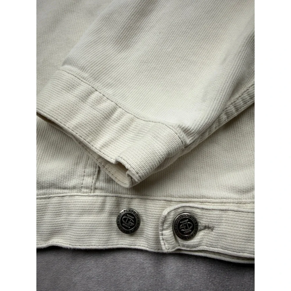 VTG GII Playboy Jeans Collection Men LL Cream Corduroy Trucker Jacket Y2K Casual